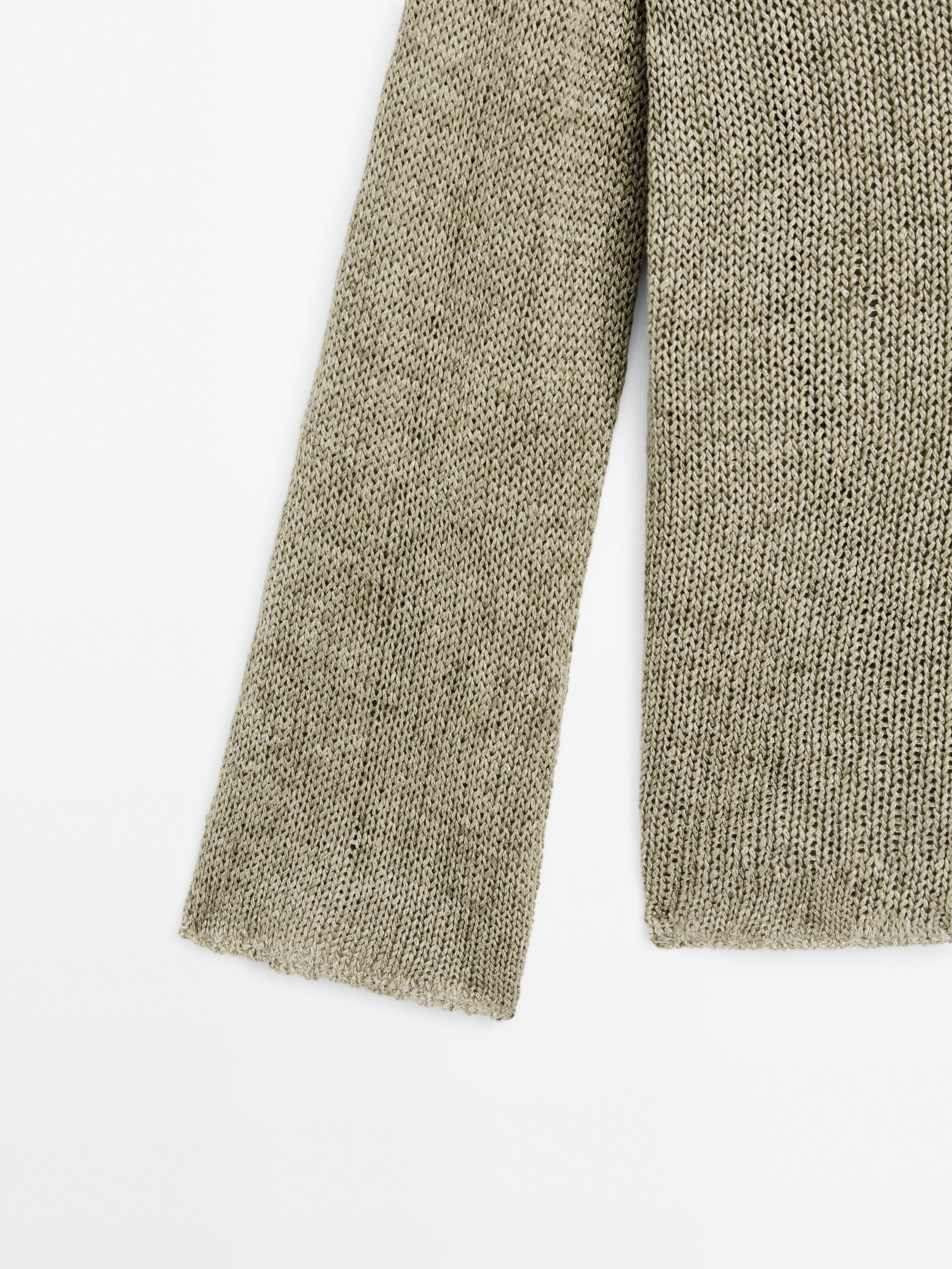 Linen blend sweater with V-shaped plunging back - STUDIO